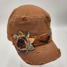 Load image into Gallery viewer, handmade distressed army cap with fabric trim
