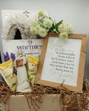 Load image into Gallery viewer, sympathy gift basket, gift baskets green bay, local delivery, warmies slippers, gift shops green bay
