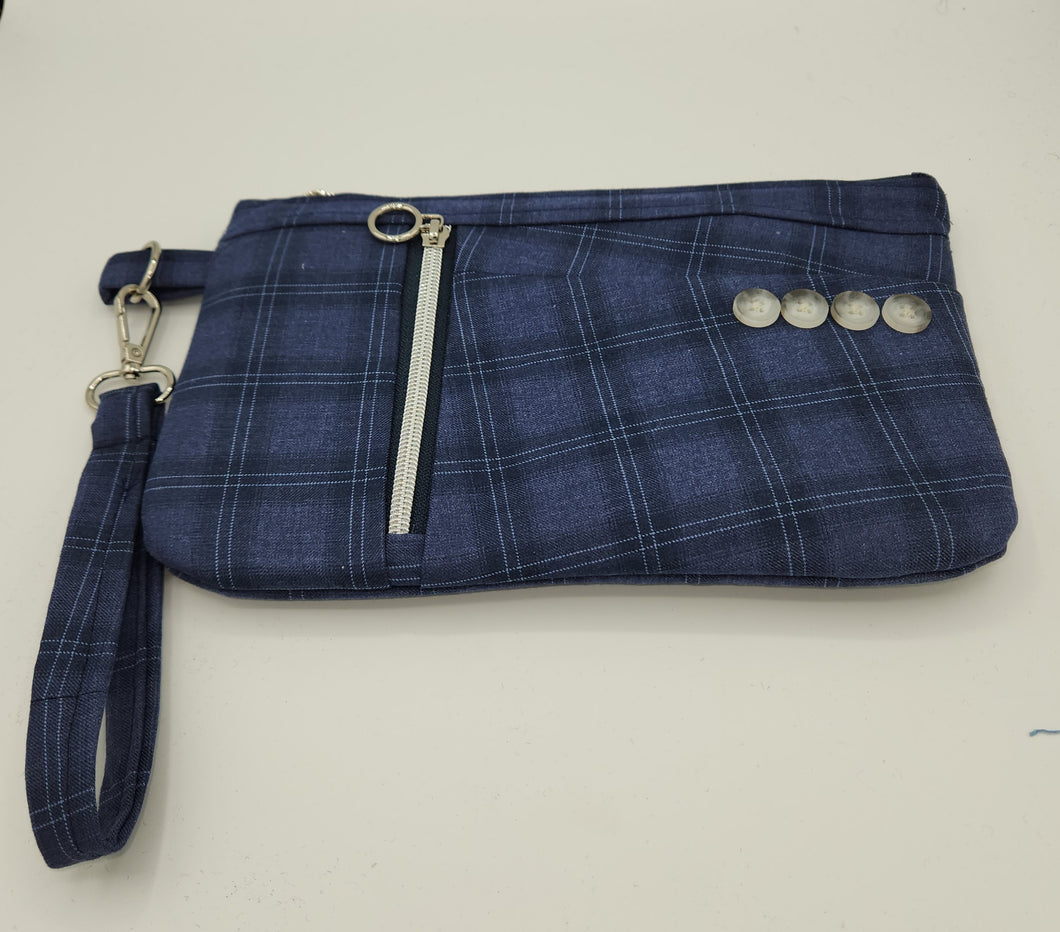 wristlet purse, handmade bag, upcycled mens suitcoat, recycled suit, handmade clutch, shops near me