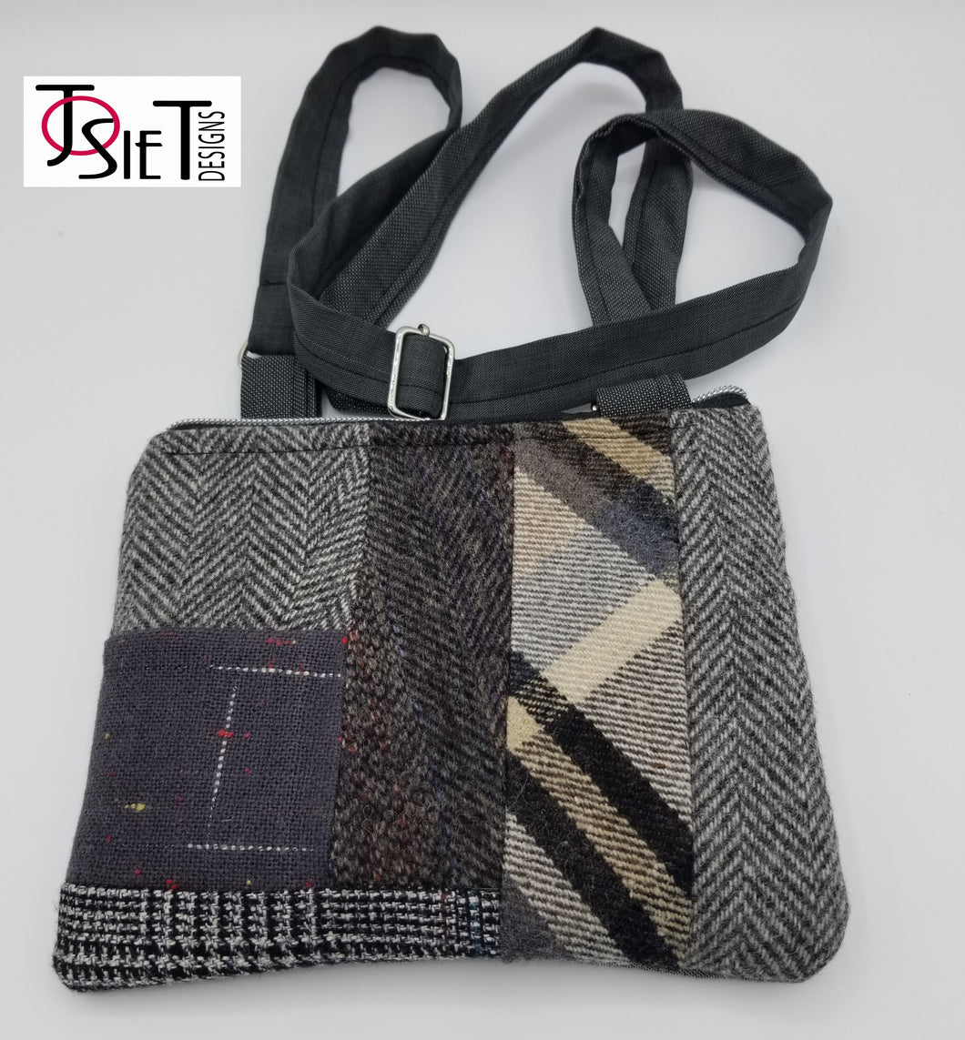 Crossbody bag, Crossbody Purse, Recycled Crossbody Purse, Handbag, Recycled wool, Recycled mens suit coat