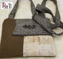 Load image into Gallery viewer, Crossbody bag, Crossbody Purse, Recycled Crossbody Purse, Handbag, Recycled wool, Recycled mens suit coat
