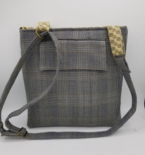 Load image into Gallery viewer, handmade bag, upcycled purse, men&#39;s suit coat, boutique green bay, handmade crossbody purse

