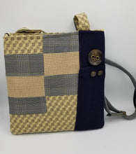 Load image into Gallery viewer, handmade bag, upcycled purse, men&#39;s suit coat, boutique green bay, handmade crossbody purse
